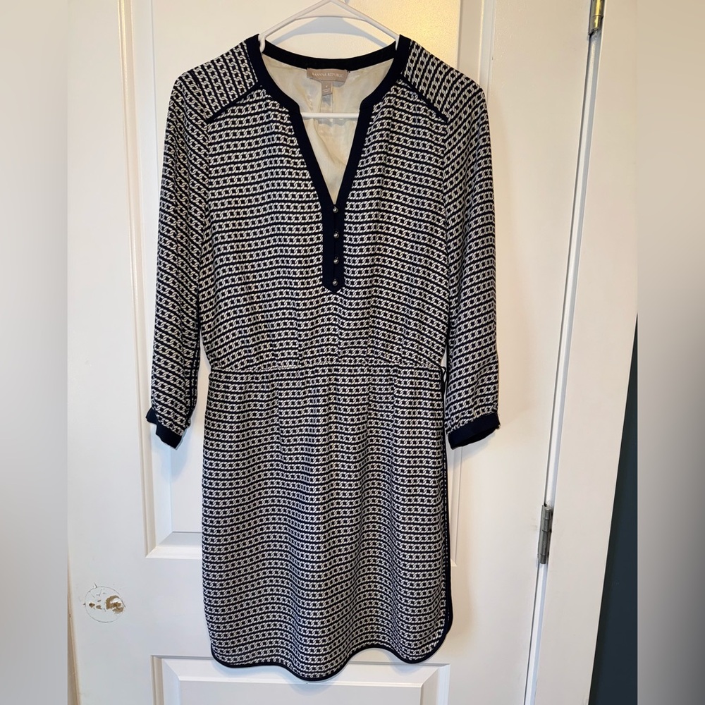 Banana Republic Navy and White Mini Dress